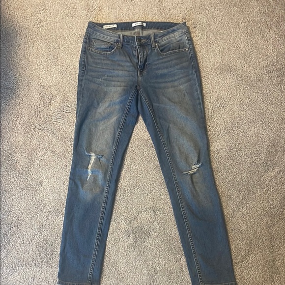 Vigoss Blue Boyfriend Jeans with Distressed Rips - Picture 1 of 5